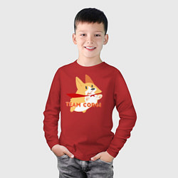Лонгслив хлопковый детский КОРГИ, цвет: красный — фото 2