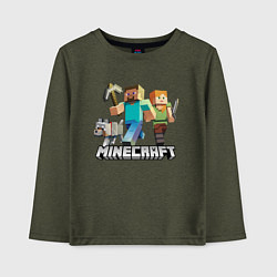 Лонгслив хлопковый детский MINECRAFT, цвет: меланж-хаки