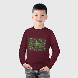 Лонгслив хлопковый детский Пограничные Войска, цвет: меланж-бордовый — фото 2