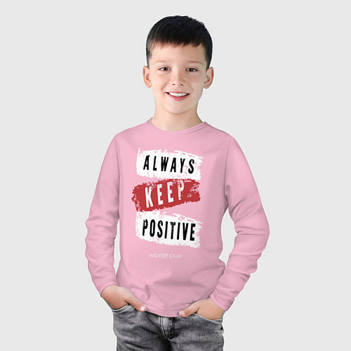 Детский лонгслив Always Keep Positive / Светло-розовый – фото 3