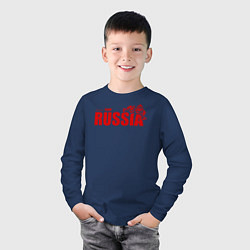 Лонгслив хлопковый детский Russia, цвет: тёмно-синий — фото 2
