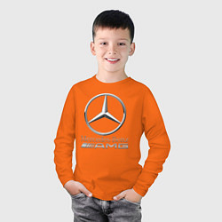 Лонгслив хлопковый детский MERCEDES-BENZ AMG, цвет: оранжевый — фото 2
