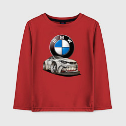 Лонгслив хлопковый детский BMW оскал, цвет: красный