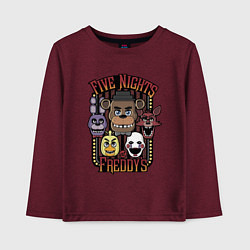 Лонгслив хлопковый детский FIVE NIGHTS AT FREDDYS, цвет: меланж-бордовый