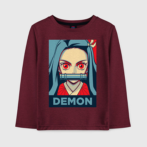 Детский лонгслив Незуко Камадо / Меланж-бордовый – фото 1