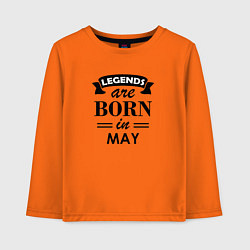 Лонгслив хлопковый детский Legends are born in May, цвет: оранжевый