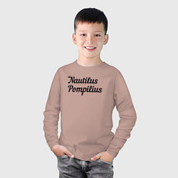 Лонгслив хлопковый детский Наутилус Помпилиус Лого, цвет: пыльно-розовый — фото 2