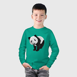 Лонгслив хлопковый детский Панда, цвет: зеленый — фото 2
