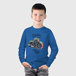 Лонгслив хлопковый детский Мотоцикл, цвет: синий — фото 2