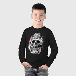 Лонгслив хлопковый детский Skull, цвет: черный — фото 2