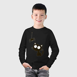 Лонгслив хлопковый детский Котик и паучек, цвет: черный — фото 2