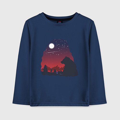 Детский лонгслив Медведь / Тёмно-синий – фото 1