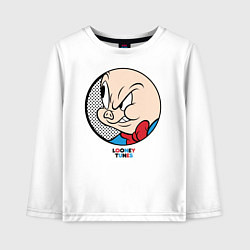 Лонгслив хлопковый детский Porky Pig, цвет: белый