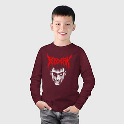 Лонгслив хлопковый детский BERSERK, цвет: меланж-бордовый — фото 2