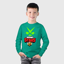 Лонгслив хлопковый детский BRAWL STARS VIRUS 8 BIT, цвет: зеленый — фото 2
