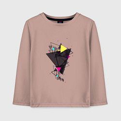 Лонгслив хлопковый детский Геометрия треугольники, цвет: пыльно-розовый