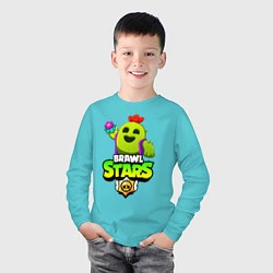 Лонгслив хлопковый детский BRAWL STARS SPIKE, цвет: бирюзовый — фото 2