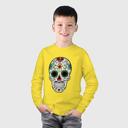 Лонгслив хлопковый детский Весёлый череп, цвет: желтый — фото 2