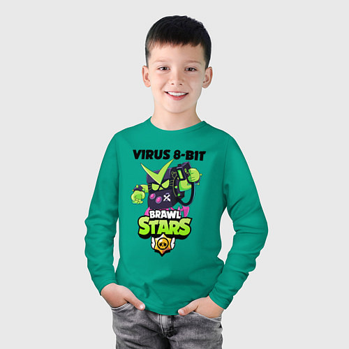 Детский лонгслив BRAWL STARS VIRUS 8-BIT / Зеленый – фото 3