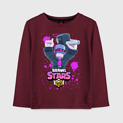 Лонгслив хлопковый детский BRAWL STARS DJ FRANK, цвет: меланж-бордовый
