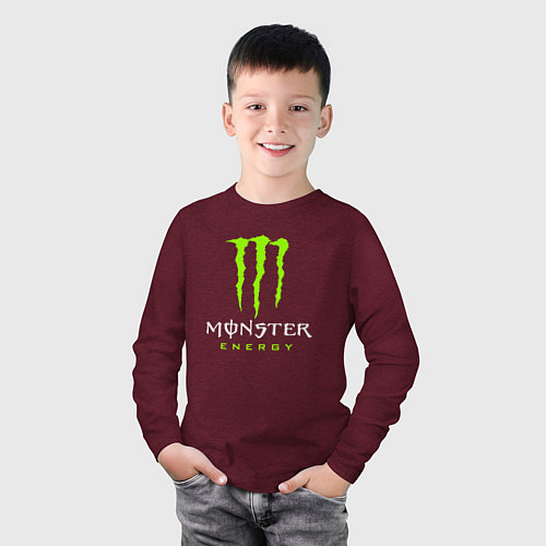 Детский лонгслив MONSTER ENERGY / Меланж-бордовый – фото 3