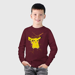 Лонгслив хлопковый детский Pikachu, цвет: меланж-бордовый — фото 2