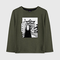 Лонгслив хлопковый детский No-Face Spirited Away Ghibli, цвет: меланж-хаки