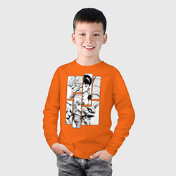 Лонгслив хлопковый детский Аска и Синдзи, Евангелион, цвет: оранжевый — фото 2