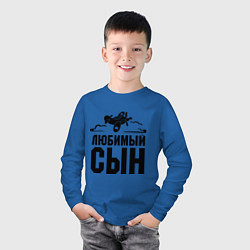 Лонгслив хлопковый детский Любимый сын-авиатор, цвет: синий — фото 2