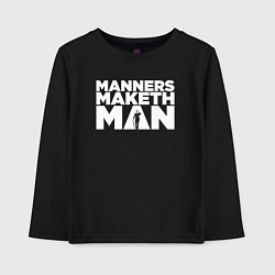Лонгслив хлопковый детский Manners maketh man, цвет: черный