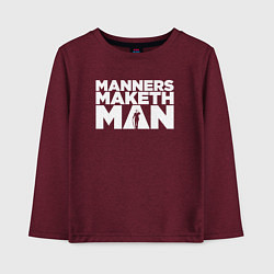 Лонгслив хлопковый детский Manners maketh man, цвет: меланж-бордовый