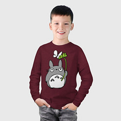 Лонгслив хлопковый детский Totoro и бабочка, цвет: меланж-бордовый — фото 2