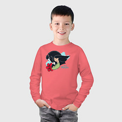 Лонгслив хлопковый детский Mulan and Horse, цвет: коралловый — фото 2