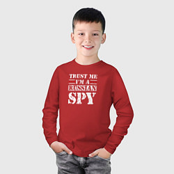 Лонгслив хлопковый детский Trust me im a RUSSIAN SPY, цвет: красный — фото 2