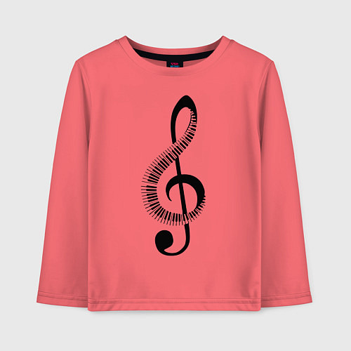 Детский лонгслив Скрипичный ключ и клавиши / Коралловый – фото 1