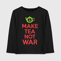 Лонгслив хлопковый детский Make tea not war, цвет: черный