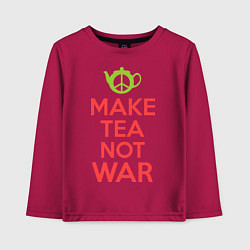 Лонгслив хлопковый детский Make tea not war, цвет: маджента