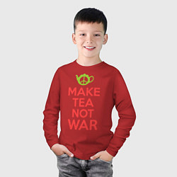 Лонгслив хлопковый детский Make tea not war, цвет: красный — фото 2