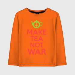 Лонгслив хлопковый детский Make tea not war, цвет: оранжевый