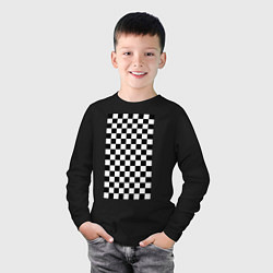 Лонгслив хлопковый детский Шахматный пол, цвет: черный — фото 2