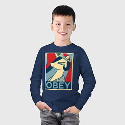 Лонгслив хлопковый детский Trixie OBEY, цвет: тёмно-синий — фото 2