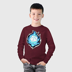 Лонгслив хлопковый детский DnD, Doungeon and Dragons, d20, цвет: меланж-бордовый — фото 2