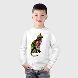 Лонгслив хлопковый детский Кошка 1, цвет: белый — фото 2