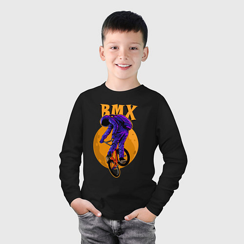 Детский лонгслив BMX - moon - space / Черный – фото 3