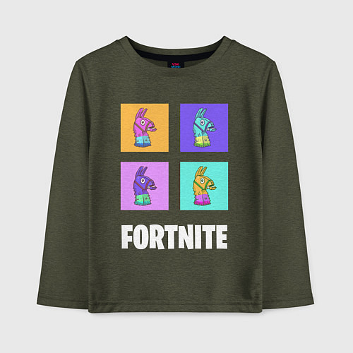 Детский лонгслив Фортнайт поп-ап / Меланж-хаки – фото 1