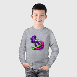 Лонгслив хлопковый детский Астронавт серфер, цвет: меланж — фото 2