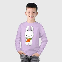 Лонгслив хлопковый детский Зайчик с морковкой, цвет: лаванда — фото 2