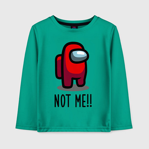 Детский лонгслив Among Us, Not Me! / Зеленый – фото 1