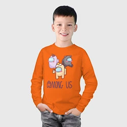 Лонгслив хлопковый детский Among Us, цвет: оранжевый — фото 2