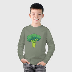 Лонгслив хлопковый детский Симпатичный брокколи, цвет: авокадо — фото 2